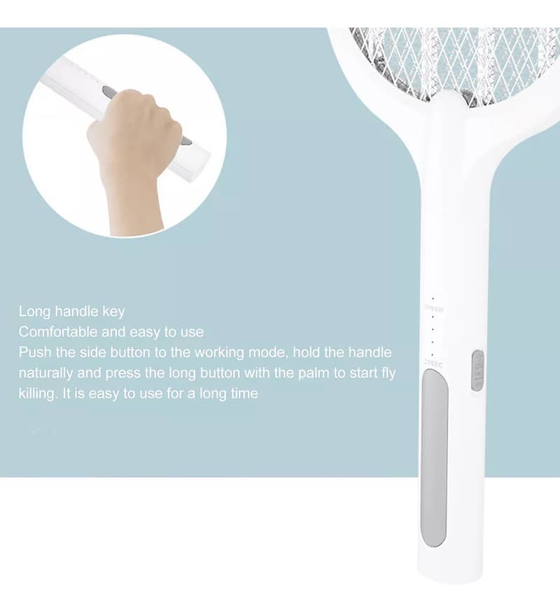 Rechargeable Electric Mosquito Killer Racket 2 In 1 Led Flash Light 3