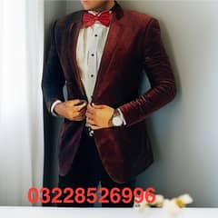 stylish 1 Button Men velvet coat Maroon colour