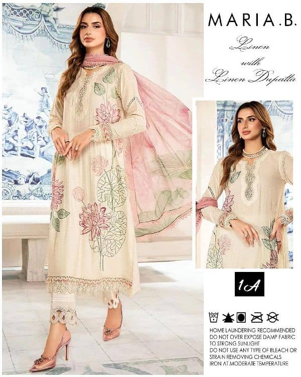 3 pcs women unstitched linen digital printed suit 0