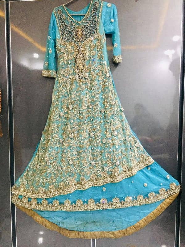 Aqua colour bridal walima dress. 0