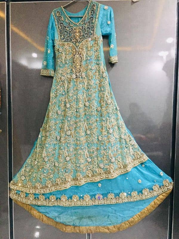 Aqua colour bridal walima dress. 1