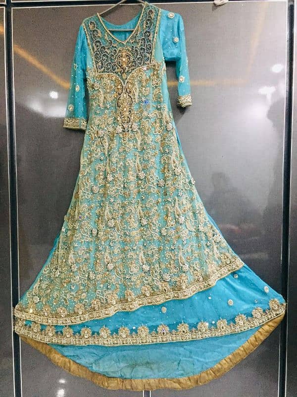 Aqua colour bridal walima dress. 2