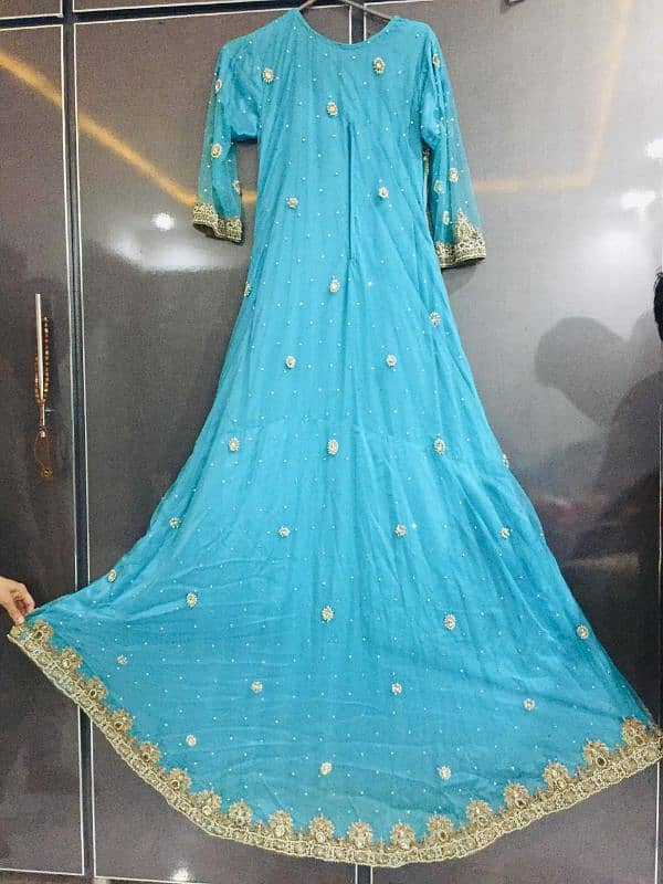 Aqua colour bridal walima dress. 3