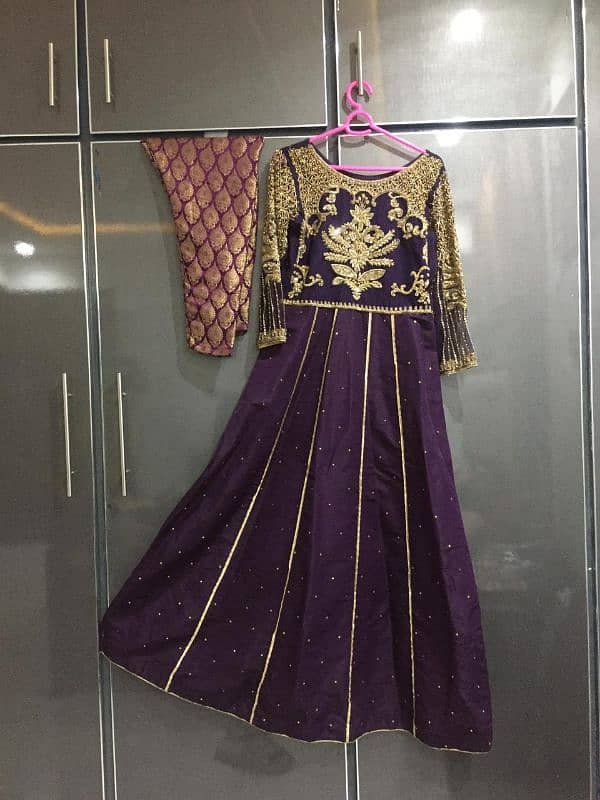 Purple colour formal dress. 1