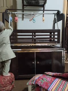 Wooden swing with cabinet