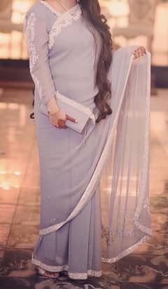 saree fancy grey saari hand made saari safoon