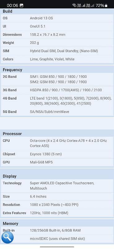 Samsung A-54 5G PTA approved 10