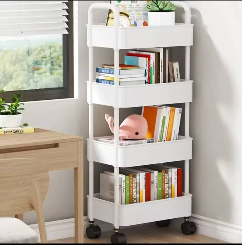 Bookshelf Storage Trolley, Mobile Kitchen Organizer, Bathroom Shelves. 0