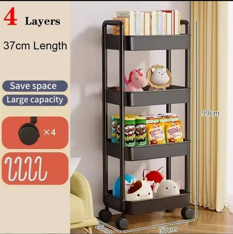 Bookshelf Storage Trolley, Mobile Kitchen Organizer, Bathroom Shelves. 1