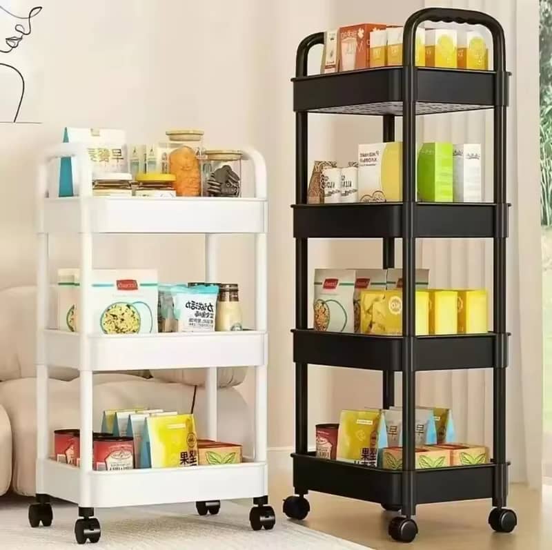 Bookshelf Storage Trolley, Mobile Kitchen Organizer, Bathroom Shelves. 3