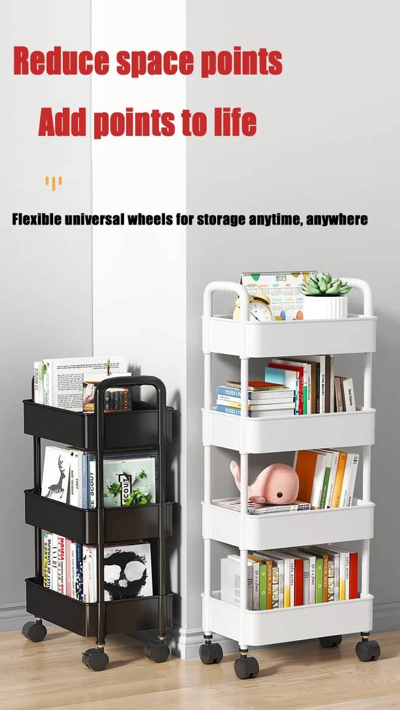 Bookshelf Storage Trolley, Mobile Kitchen Organizer, Bathroom Shelves. 8