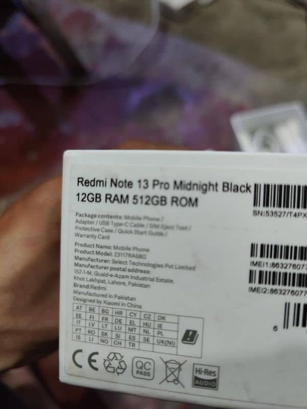 Redmi Note 13pro 12GB 512GB 11 month warranty fully box asess 10