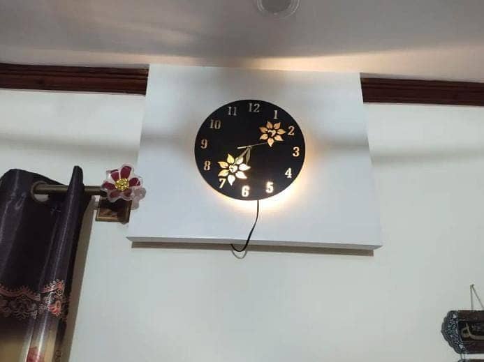 Flower Wooden Clock With Premium Light 2