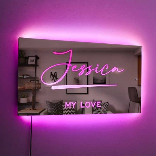 Name and Sign Customizable light mirror 1