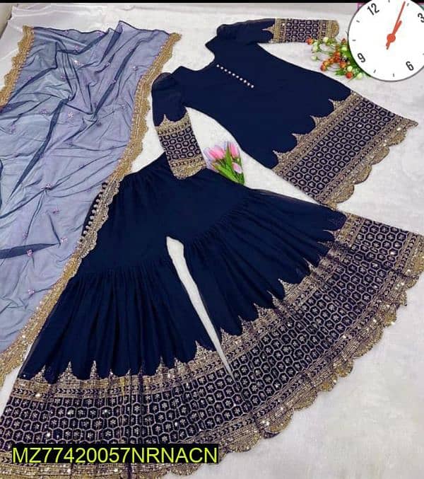 3 pcs woman stitched shamoz silk Emroidre  Grara suit 1