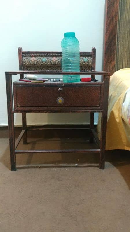 rod iron bed with side table 2