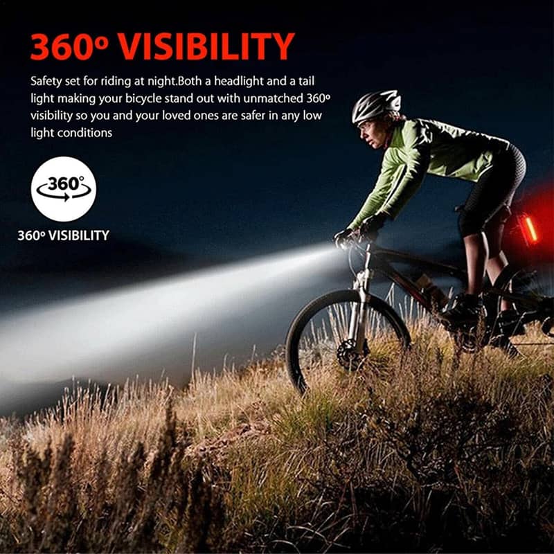 Rechargeable Bicycle Headlight Tail Light Set 7