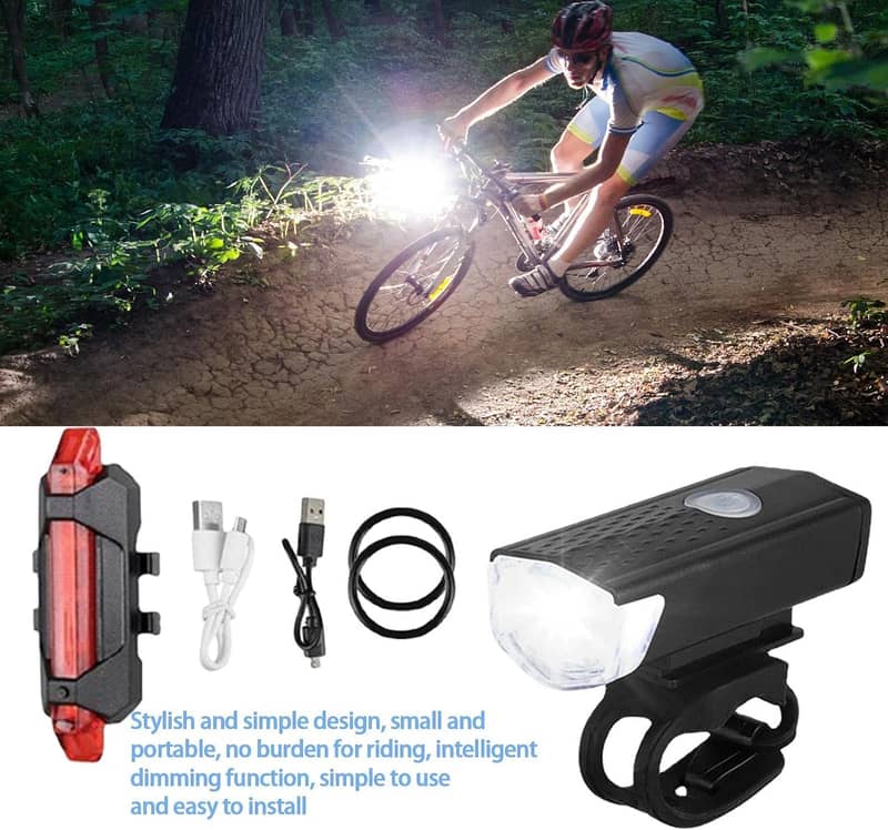 Rechargeable Bicycle Headlight Tail Light Set 13