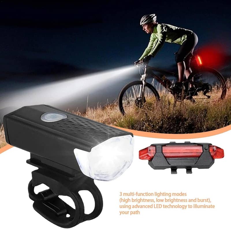 Rechargeable Bicycle Headlight Tail Light Set 17