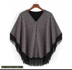 grey zipper poncho