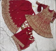 LEHENGA with Frock, Dupatta & Potli Complete (Red Color)