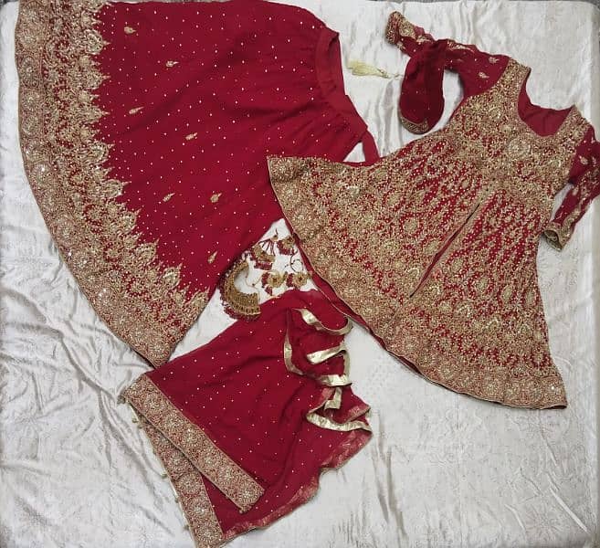 LEHENGA with Frock, Dupatta & Potli Complete (Red Color) 0