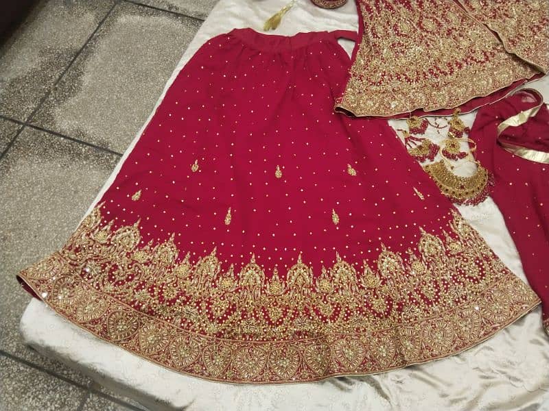 LEHENGA with Frock, Dupatta & Potli Complete (Red Color) 1