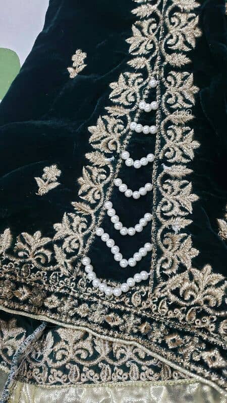 BEAUTIFUL DARK GREEN EMBROIDERED DRESS FOR SALE 2