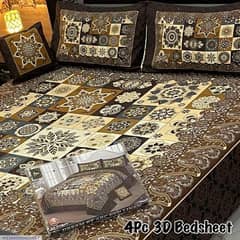 4 Pcs Crystal Cotton Printed Double Bedsheet