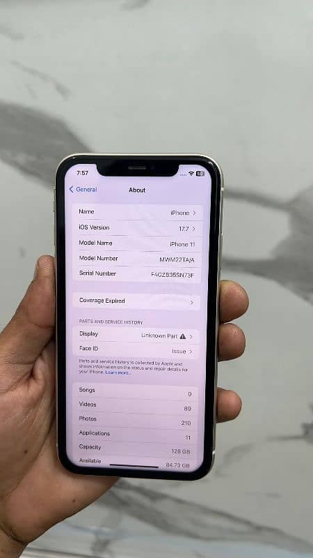 Iphone 11 PTA approved 128screen change face id not working  health 80 8