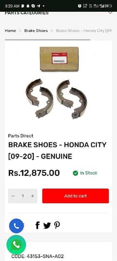 Honda city 43153-SNA-A02