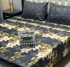 3 Pcs Mix Cotton Printed King Size Double Bedsheet