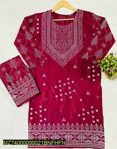 2 pieces women's stitched Arabic linen Embroidered