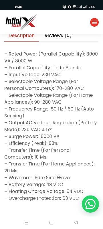 Infinix 8 KVA Hybrid Solar Inverter 3