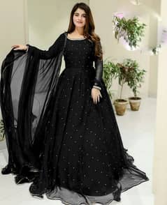 3 pcs women,s stitched  chiffon Sequins Embroidered 3 pcs maxi suit