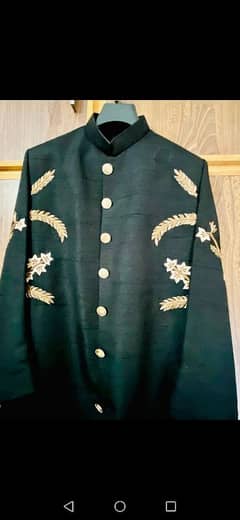 groom sherwani black raw silk with kulla