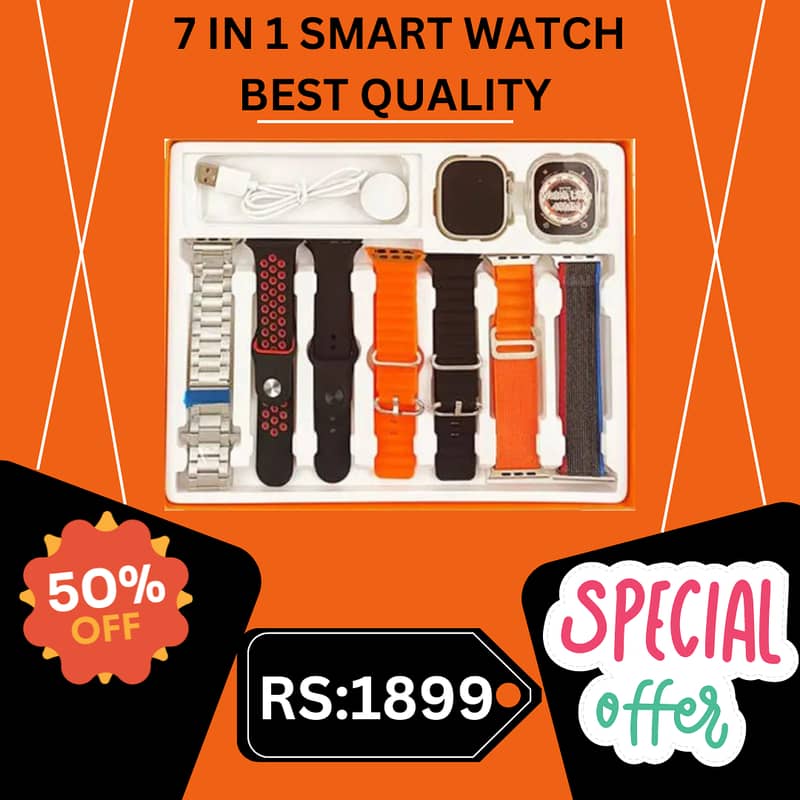 7 in1 smart watch // 7 in 1 ultra smart watch for men and women 0