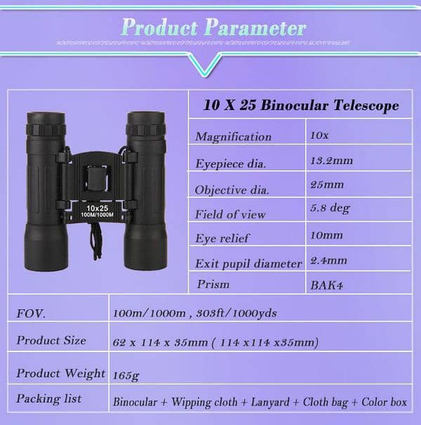 Real binocular long range box pack home and ( Read description) 2