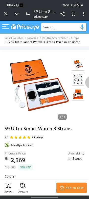 Apple watch s9 ultra smart watch with 3 straps in wholesale price 4