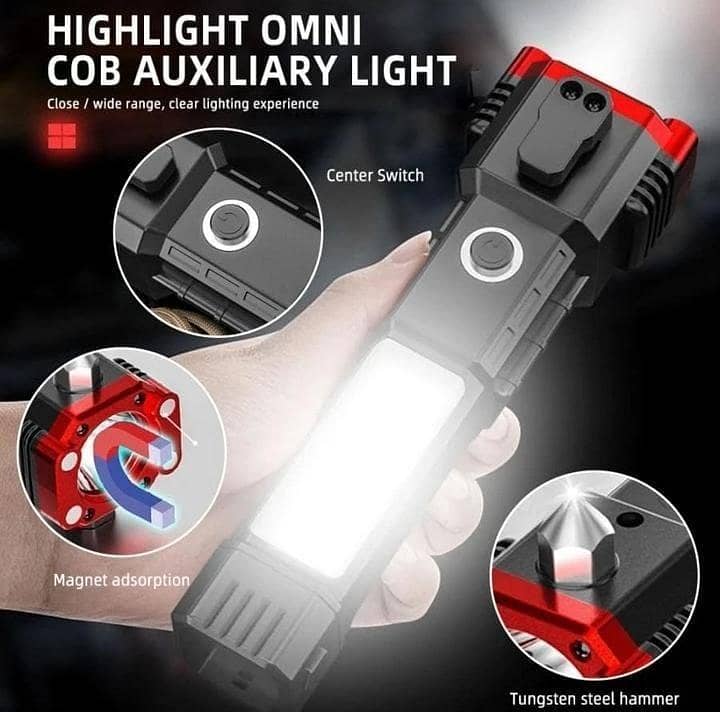 LED Tactical Flashlight Rechargeable Magnetic Super Bright Cob Sideli 2