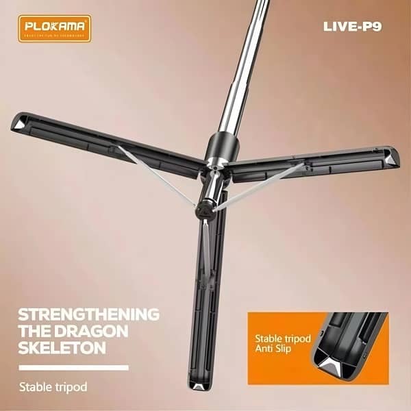 PLOKAMA LIVE P9 LED STAND 1700mm  3 IN 1 Tripod Bluetooth Connect 4