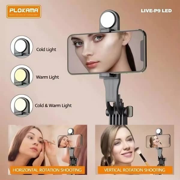 PLOKAMA LIVE P9 LED STAND 1700mm  3 IN 1 Tripod Bluetooth Connect 6