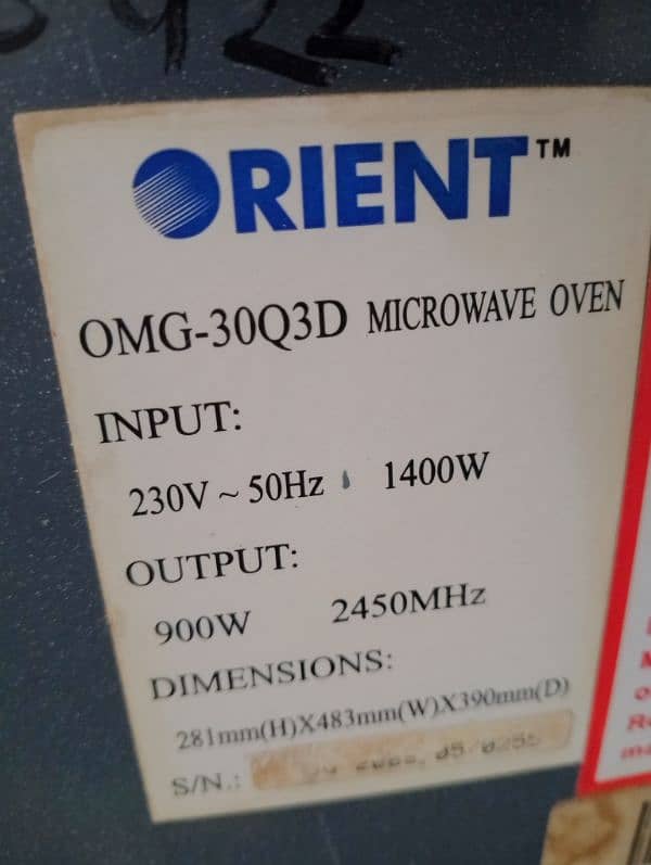 orient microwave Owen for sale 0