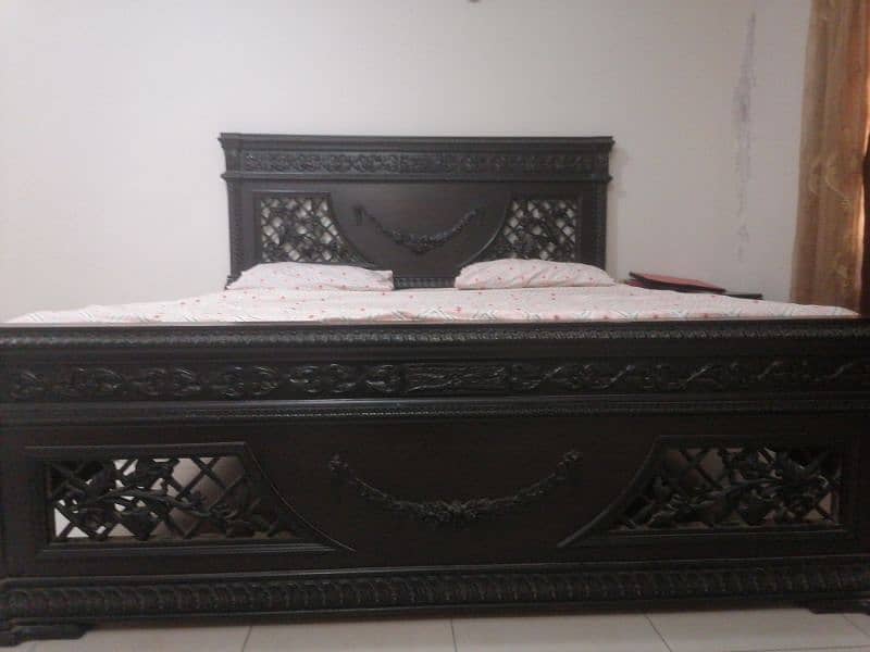 pure wooden polished bed and dresser 2