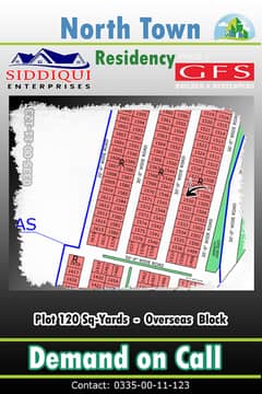 OVERSEAS BLOCK 120 SQ YARDS WEST OPEN PLOT NORTH TOWN RESIDENCY PHASE 1