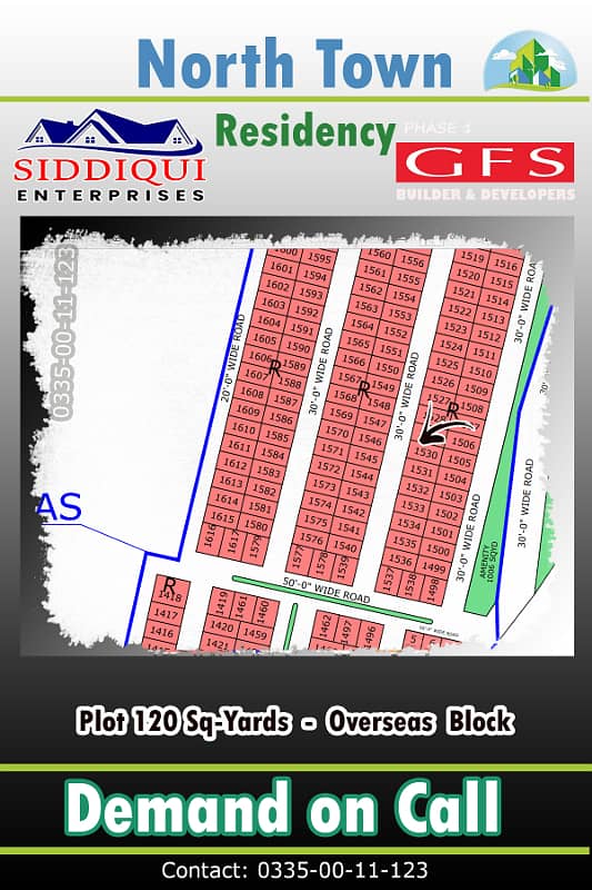 OVERSEAS BLOCK 120 SQ YARDS WEST OPEN PLOT NORTH TOWN RESIDENCY PHASE 1 0