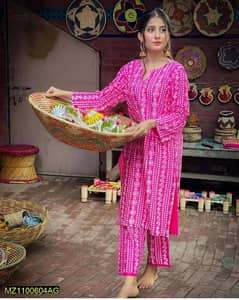 2Pcs Digital Block Printed Arbic Lawn Chunri Suit