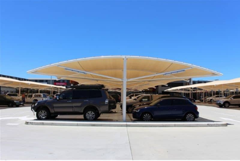 Pvc fabric shades - tensile sheds - warehouse sheds- mall parking 3