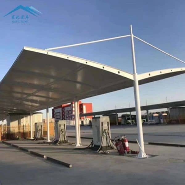 Pvc fabric shades - tensile sheds - warehouse sheds- mall parking 5