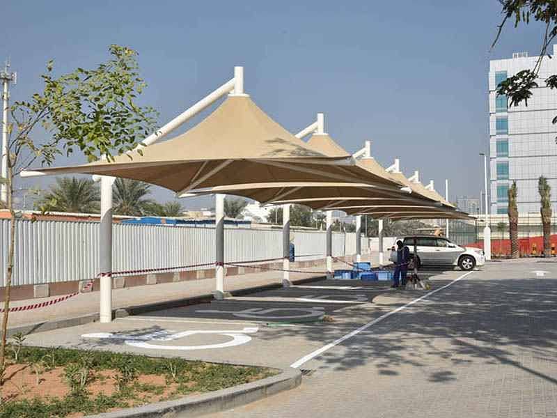 Pvc fabric shades - tensile sheds - warehouse sheds- mall parking 8